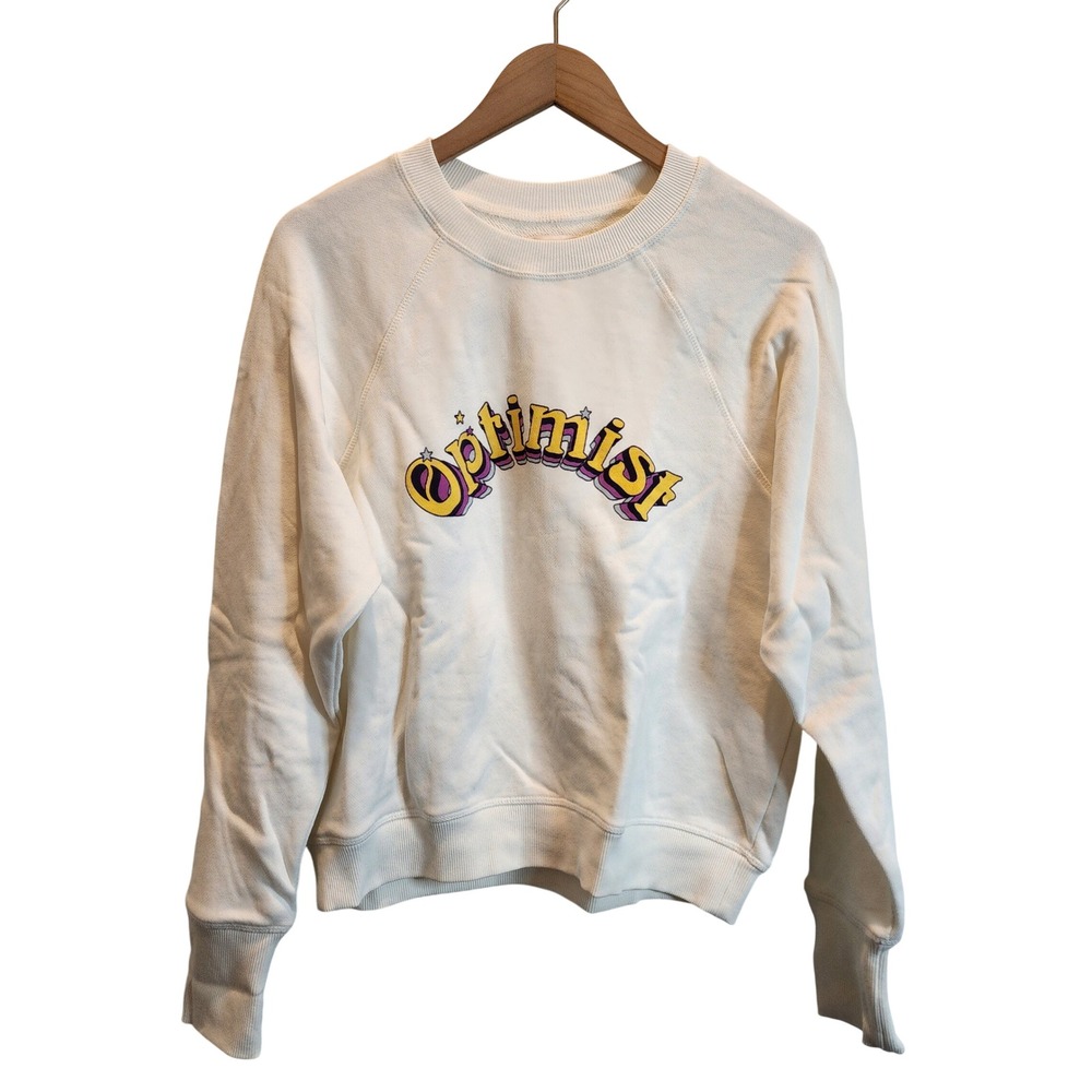 Spiritual Gangster Sweatshirt Women Small White Optimist Graphic Raglan Pullover